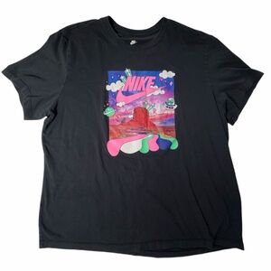 Nike Air Sportswear Black Light T-Shirt Men’s Size XXL Space UFO Graphic Print